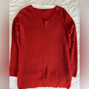 Pink Clover Red Ribbed Sweater